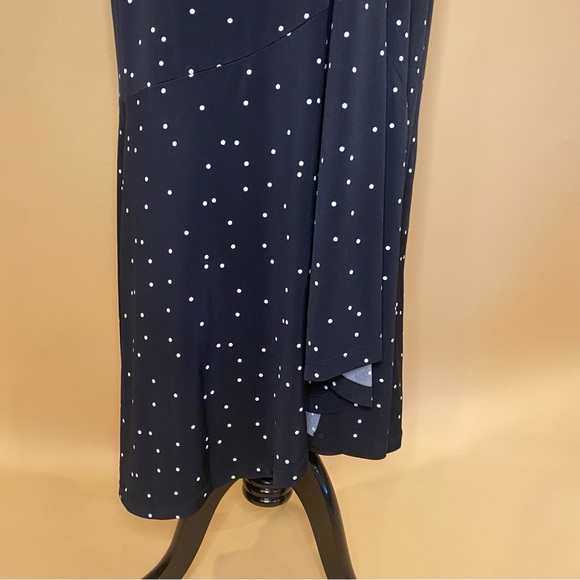 Gabby Skye Black White Sleeveless Polka Dot Fit & Flare Midi Dress 16 NWT - Picture 4 of 9